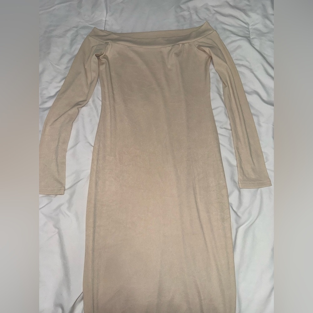 Elegant Cream Off-Shoulder Dress